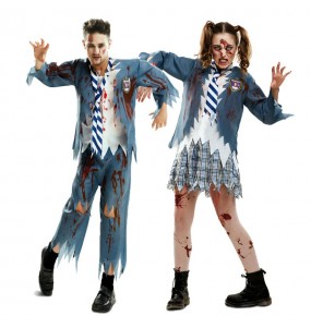 O casal estudantes zombie original e engraçado para se disfraçar com o seu parceiro