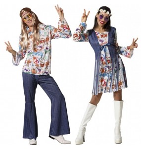 Fatos de casal Hippies Peace