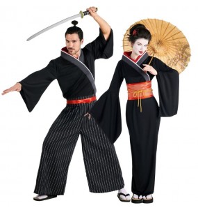 Fatos de casal Samurais e gueixas do Japão antigo