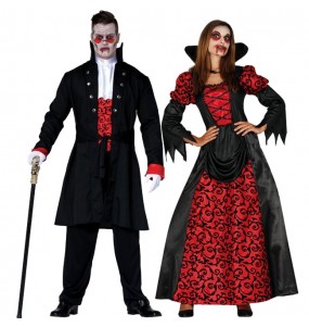 O casal Vampiros escuros original e engraçado para se disfraçar com o seu parceiro
