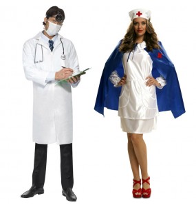 O casal Médicos hospital original e engraçado para se disfraçar com o seu parceiro