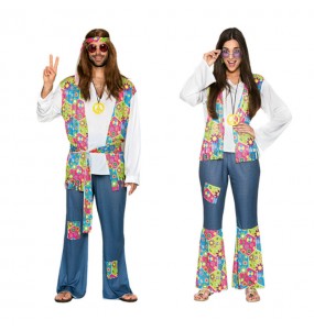 O casal Hippies coloridos original e engraçado para se disfraçar com o seu parceiro