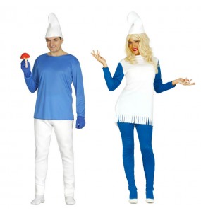 O casal Anão azul original e engraçado para se disfraçar com o seu parceiro