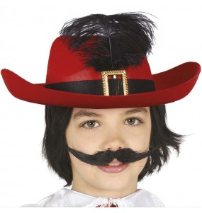 Chapéu de mosqueteiro vermelho para crianças para completar o seu disfarce