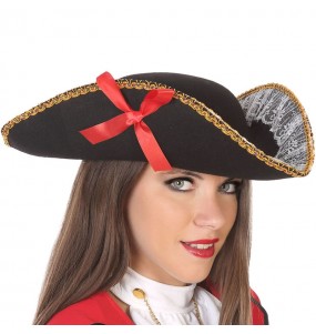 Chapéu de pirata preto com laço para completar o seu disfarce