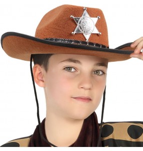 chapéu de cowboy castanho para crianças para completar o seu disfarce