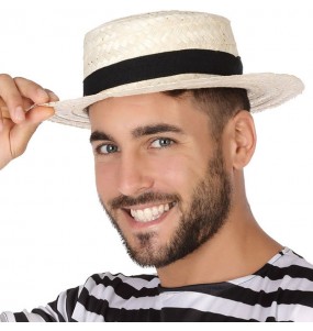 Chapéu de gondoleiro veneziano para completar o seu disfarce