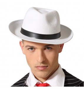 Chapéu de gangster borsalino branco para completar o seu disfarce