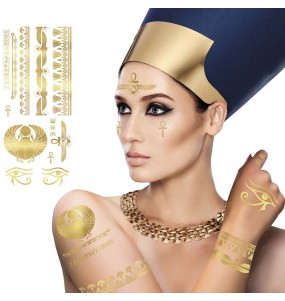 Tatuagem egípcia dourada para completar o seu disfarce