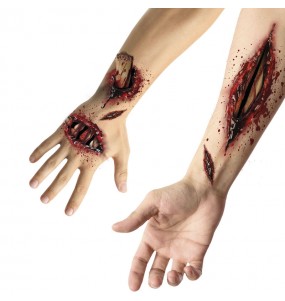 Tatuagens adesivas ferida aberta para completar o seu disfarce assutador