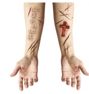 Tatuagens adesivas feridas possuídas para completar o seu disfarce assutador