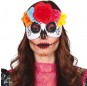 Máscara de Catrina com Coroa de Flores para completar o seu disfarce assutador