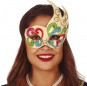 Máscara Veneziana colorida para completar o seu fato Halloween e Carnaval