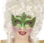 Máscara veneziana verde com purpurina para completar o seu disfarce