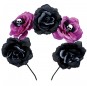 Bandolete Catrina flores pretas e cor-de-rosa para completar o seu disfarce assutador