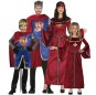 Disfarces de Reis medievais com capas vermelhas para grupos e famílias