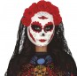 Máscara de Catrina com flores e véu para completar o seu disfarce assutador