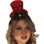 Mini chapéu vermelho brilhante com chapéu e véu vermelho brilhante para completar o seu disfarce