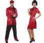 O casal Chineses vermelhos e pretos original e engraçado para se disfraçar com o seu parceiro