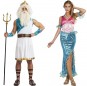 Fatos de casal Deus Neptuno e Sereia Ariel
