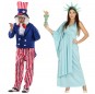 O casal Tio Sam e Estátua da Liberdade original e engraçado para se disfraçar com o seu parceiro