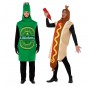 O casal Garrafa de Cerveja e Hot Dog original e engraçado para se disfraçar com o seu parceiro